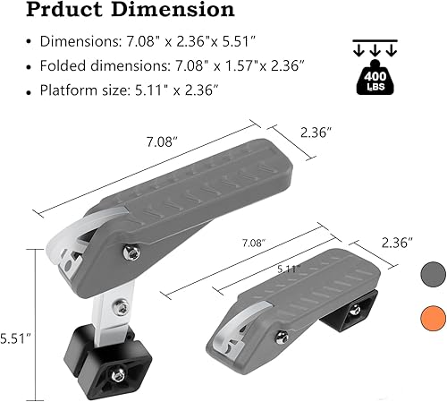 Miniatura 2 de COWVIE Pedal plegable para puerta de automóvil, acceso al pedal de soporte de techo del vehículo para la mayoría de SUV, camión, Jeep, carga máxima