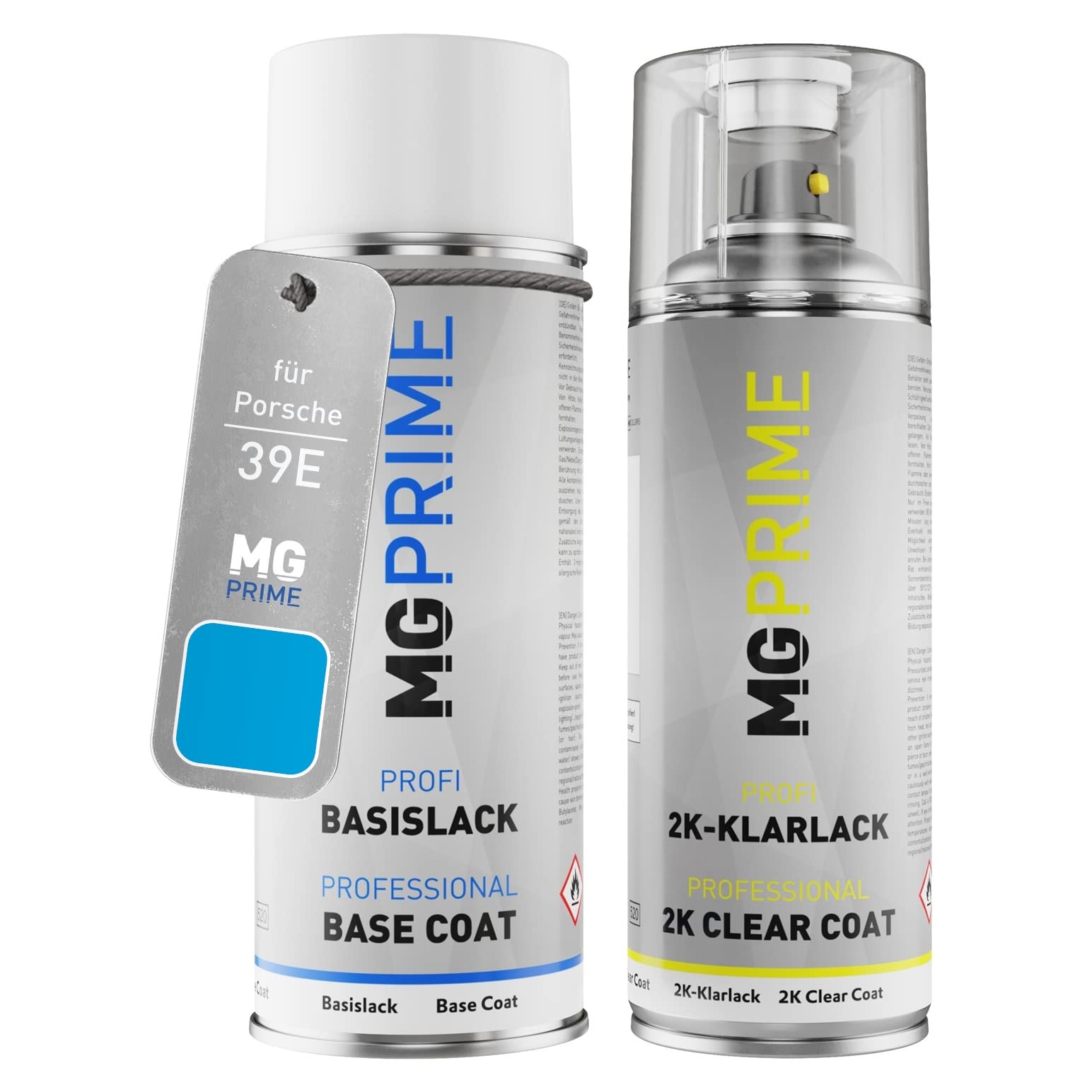 MG PRIME Autolack Spraydose für Porsche 39E / S8 Rivierablau + 2K-Klarlack