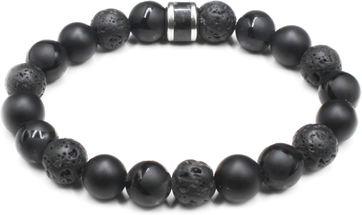 Kartini Studio Men's Bracelet, Black Onyx and Lava Stone Beads Bracelet, Men's Quality Bead Jewelry - Image 6