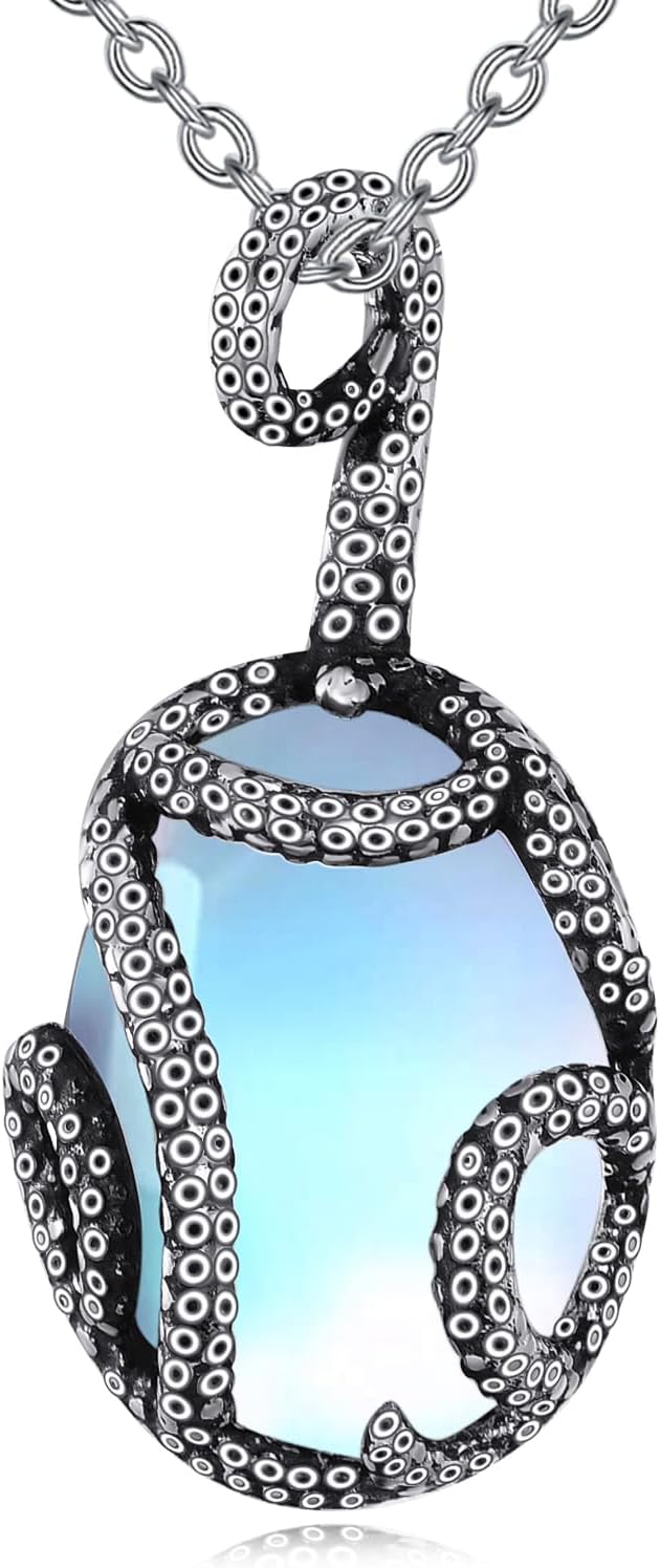 Octopus Necklace S925 Sterling Silver Octopus Pendant Necklaces Octopus Jewelry Ocean Gifts For Women Mom Sea Lover