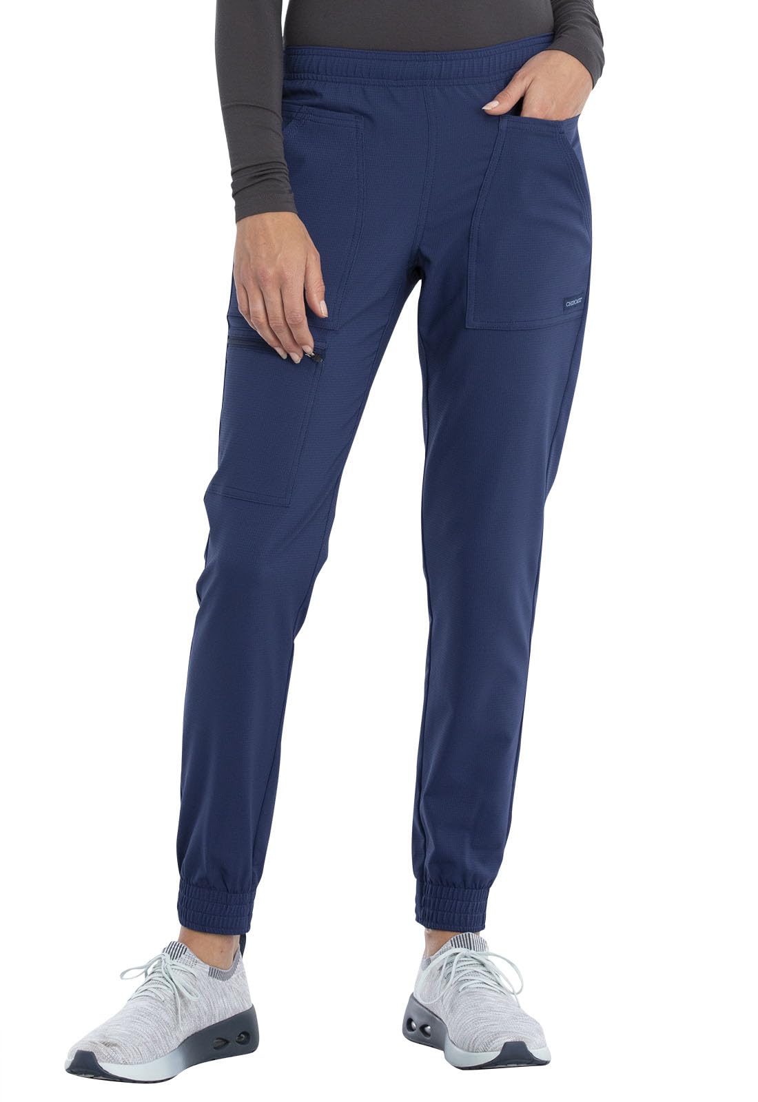 Cherokee Women's Mid Rise Tapered Leg Jogger Scrubs Pant, Navy, XL