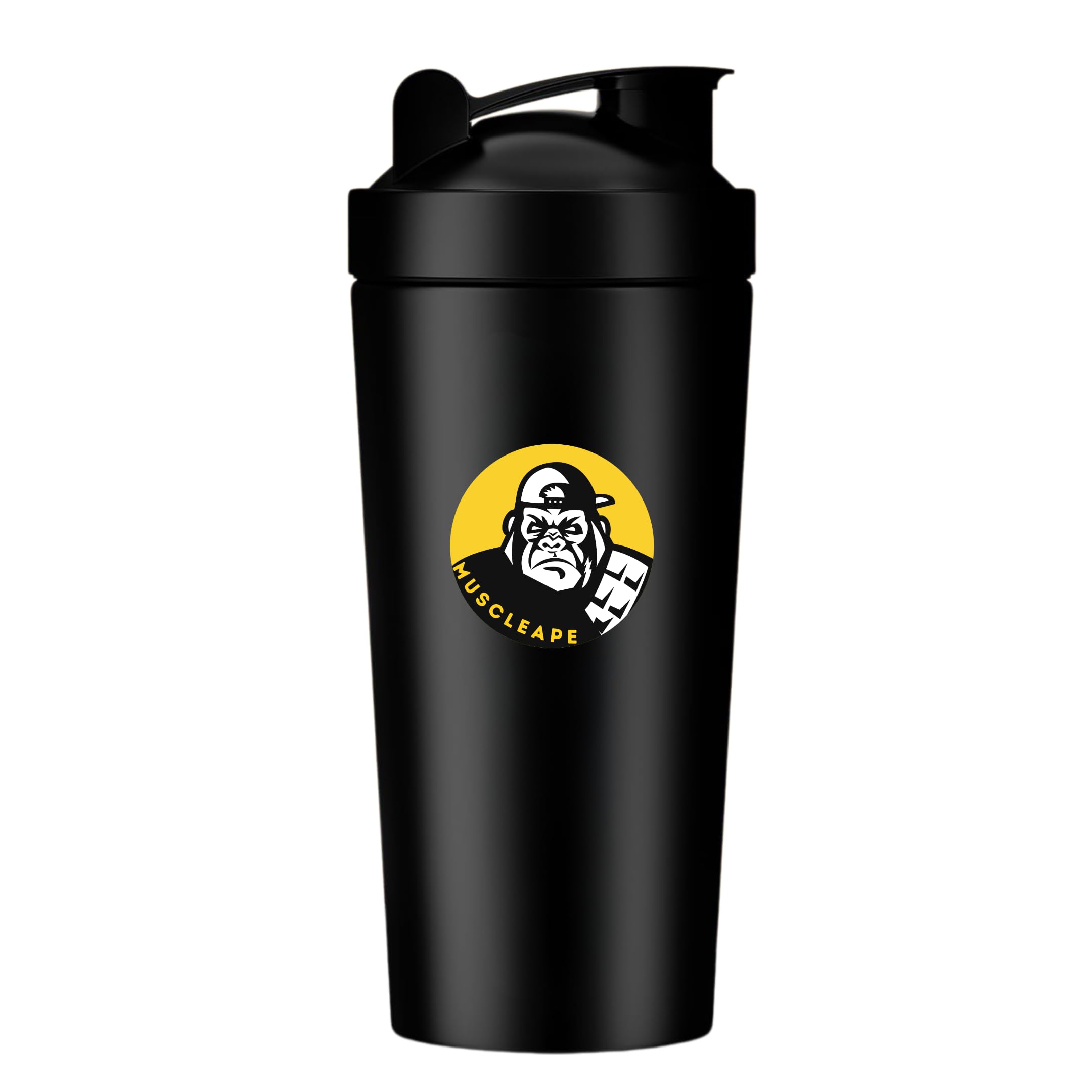 Stainless Steel Shaker Bottles For Gym (Black) 100% Leakproof Guarantee, Ideal For Protein, Pre Workout, Bcaas & Water Bpa Free Material, 800 Ml.