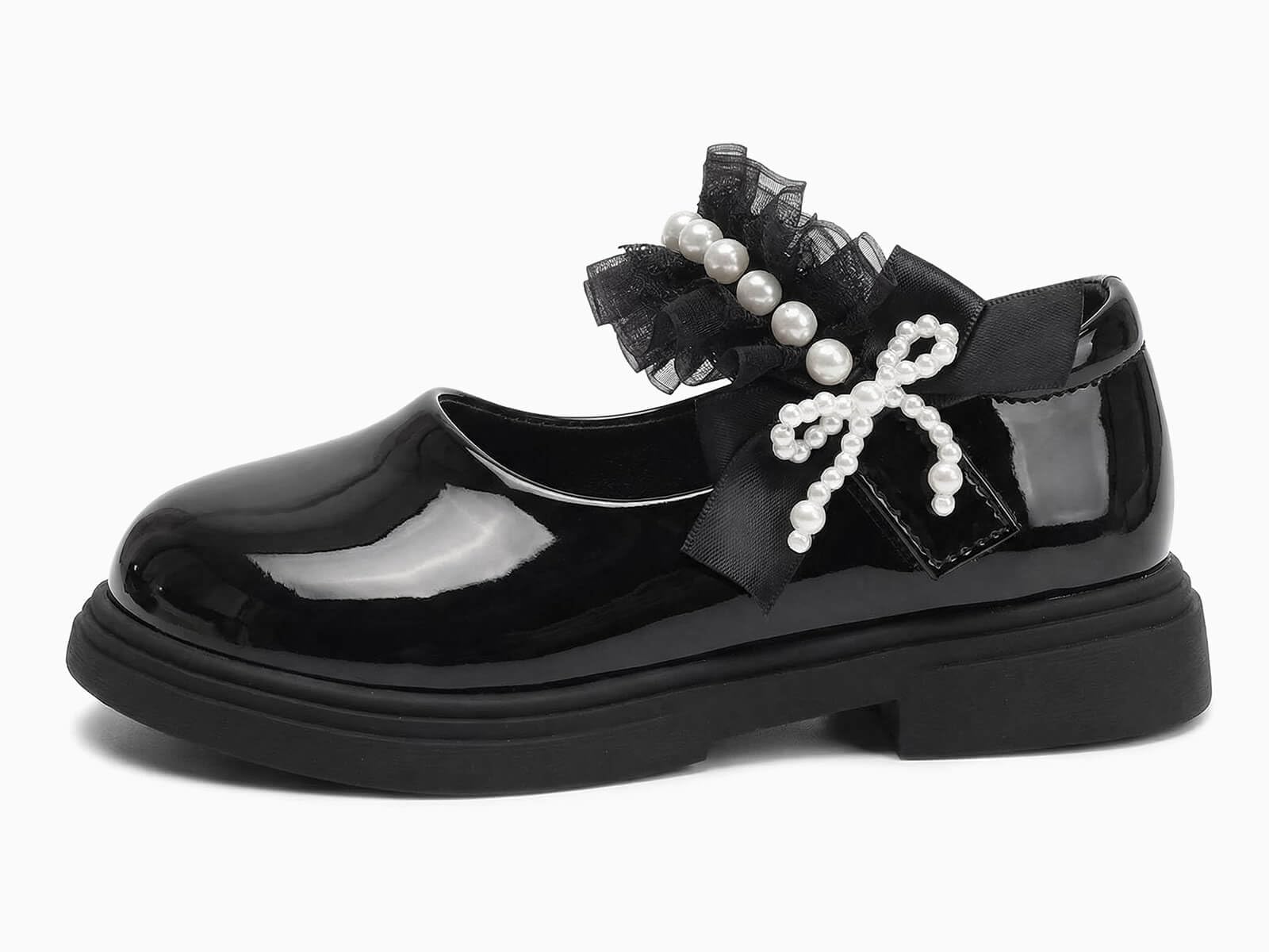Haloumoning Mary Jane Mädchen-Schuhe, Perlenriemen, Ballerinas, Blumenmädchen, Hochzeit, Party, Pumps