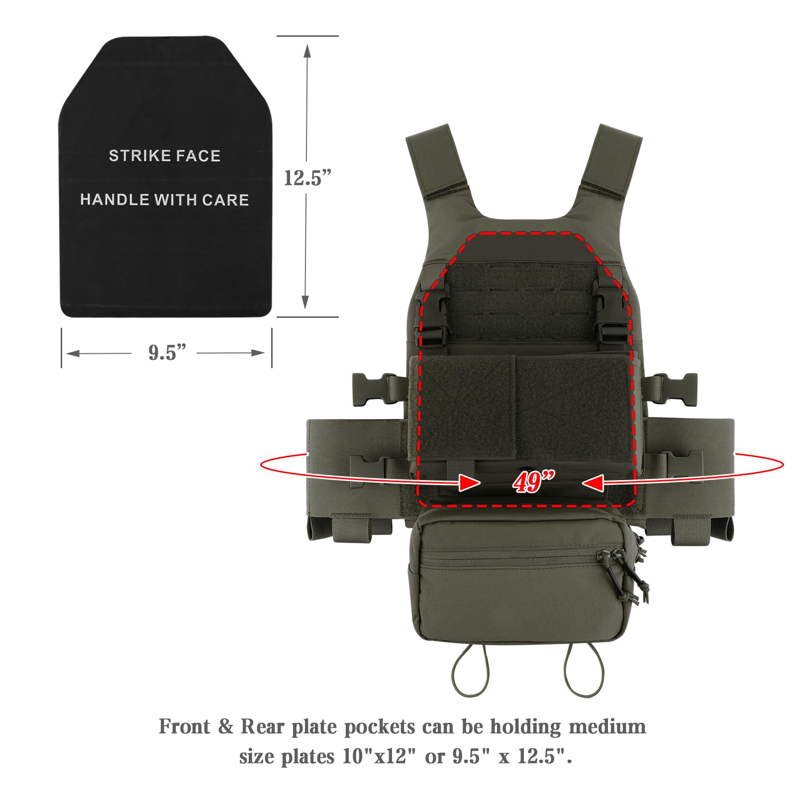 FCS Gilet tactique de transport à profil bas pour Airsoft réglable Protection de poitrine pour paintball Jeu Entraînement Chasse CS