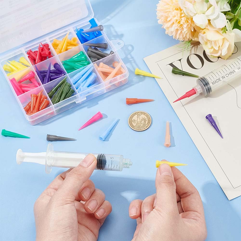 BENECREAT 120Pcs Blunt Plastic Tapered Tip Plastic Dispensing Needle Tips with 12 Mixed Size for Refilling Glue Fluid Precisely (12GA/13GA/14GA/ 15GA/16GA/18GA/ 20GA/21GA/22GA/ 23GA/25GA/27GA) — Amazon image 3