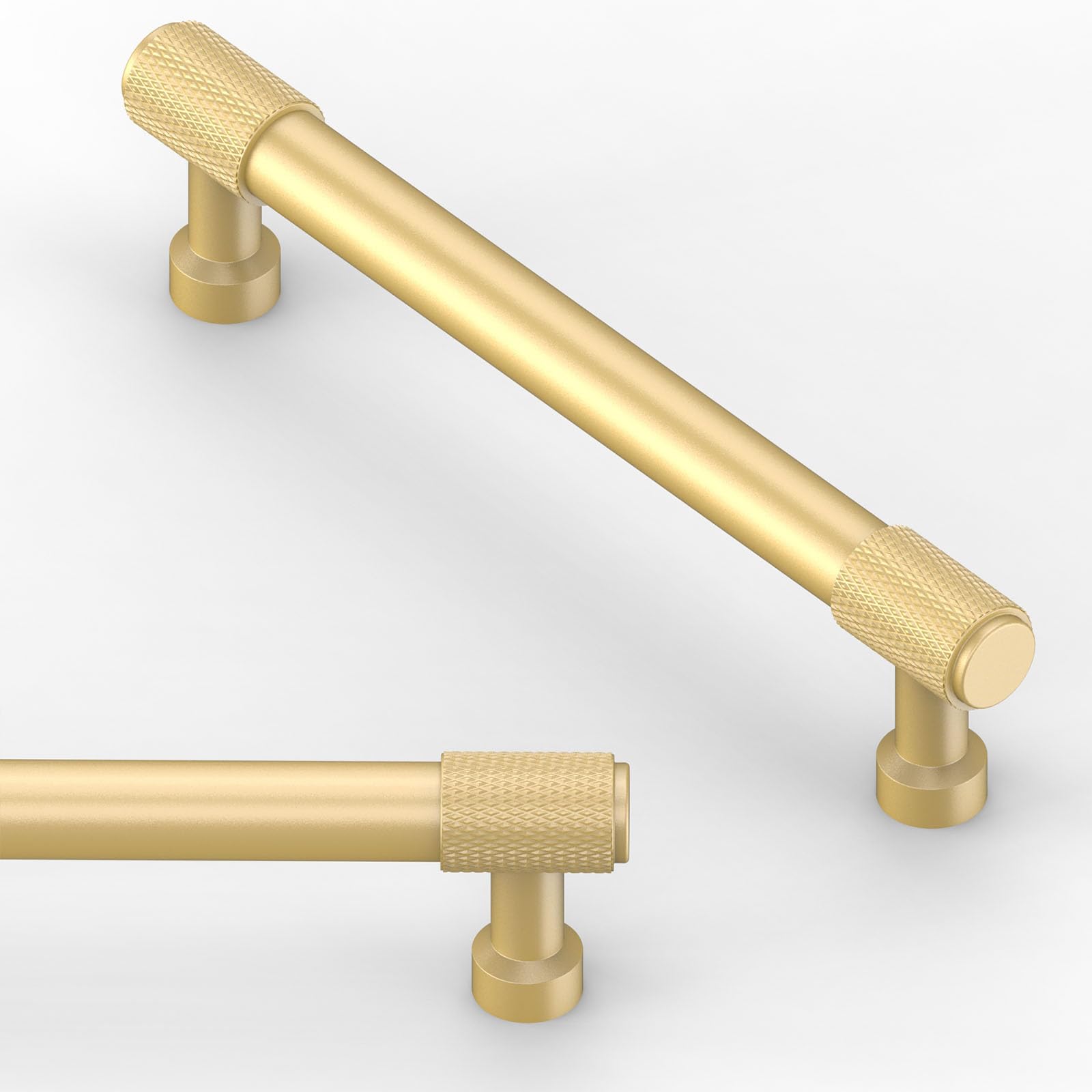 Asimerdeco 10 Pack Brushed Gold Knurled Cabinet Pulls 5 Inch(128mm) Kitchen Cabinet Handles Cabinet Hardware Drawer Pulls