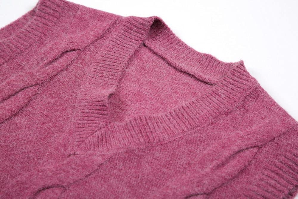 Gilet Grosse Maille Femme,Femmes Tricotés Sans Manches Pulls Couleur Unie Twist Jacquard Col En V Gilets Tricotés Décontracté Ample Grand Automne Hiver Tricoté Sans Manches Réservoir Pulls Che