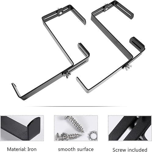 Miniatura 9 de Cabilock 1 par de ganchos de pared para colgar plantas, caja de ventana de flores, soportes para maceta, soporte para caja de flores para montaje de