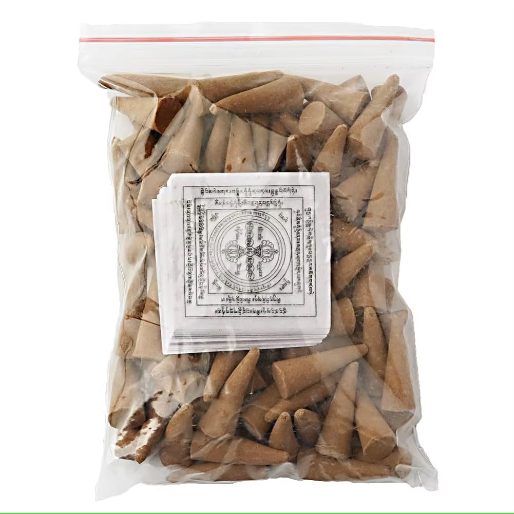 Tibetan Natural Incense Cones for Meditation and Buddha Offerings, 68 Pieces, Soft Smoke