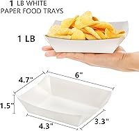 Vista 2 de DEAYOU Paquete de 250 botes pequeños de papel para alimentos, bandeja de alimentos de papel blanco de 1 libra, cesta de cartón desechable para papas