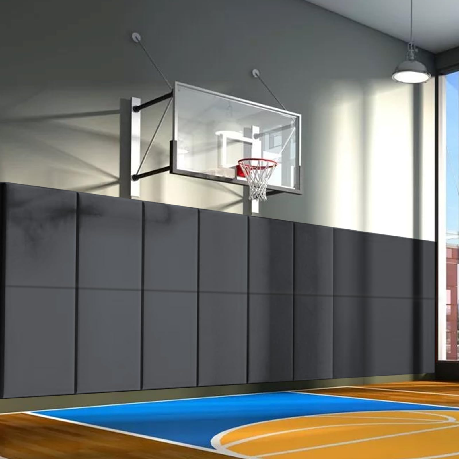 PROGOAL 60"/72" High Gym Wall Padding 2" Thick Foam Basketball Court Wall Mount Protector for Garage Taekwondo Babyroom - Durable Waterproof Anti-Cushion