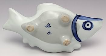 染付魚型向付　魯山人写　脚付盛皿　4枚　京焼向付 染付魚型向付 魯山人写 脚付盛皿 4枚 京焼