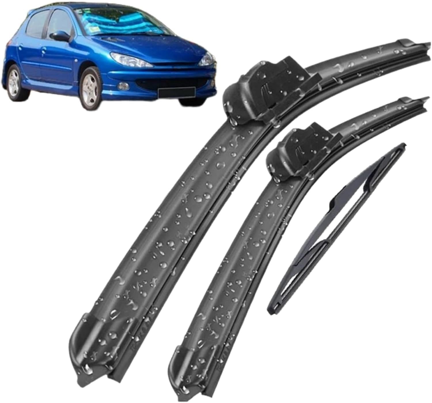 ZhangXD Front Windscreen Wipers For Peugeot 206 Hatchback 2001-2006, Windshield Window Brush Front Wiper Blades All-Weather Replacement Set Easy Installation
