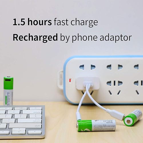 Miniatura 14 de Baterías D recargables de 1.5 V, 12000 mWh, batería recargable D de iones de litio USB con cable de carga USB tipo C, carga rápida de alta