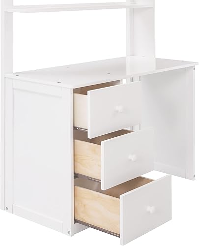 Miniatura 188 de Cama alta funcional tamaño individual con 2 cajones y 2 armarios, base de cama de madera maciza con barandilla de seguridad y escalera de