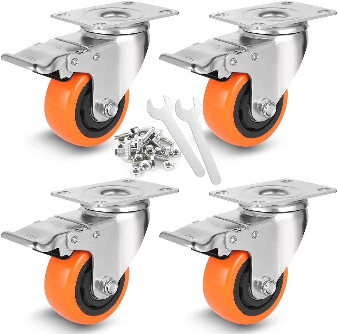 Caster Wheels 3 Inch Casters Set of 4 Heavy Duty, BOSGEOT