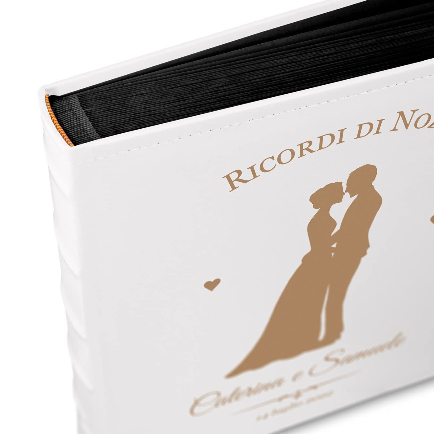 Maverton Album Fotografico, Copertina in Pelle Sintetica Bianca | Personalizzata con Stampa, 60 pagine nere, 240 foto 10x15 cm, regalo per gli sposi, Ballo