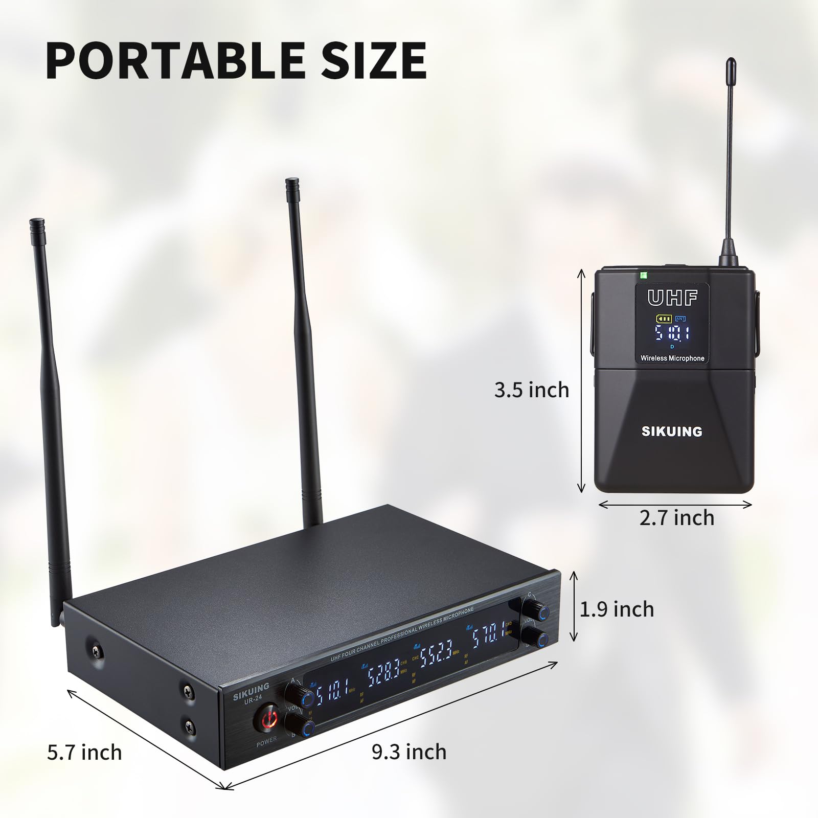 Sistema microfonico wireless UHF a 4 canali con microfoni per cuffie lavalier, 4x50 frequenze regolabili, ideale per riunioni karaoke in chiesa, portata di 300 piedi (4 bodypack)