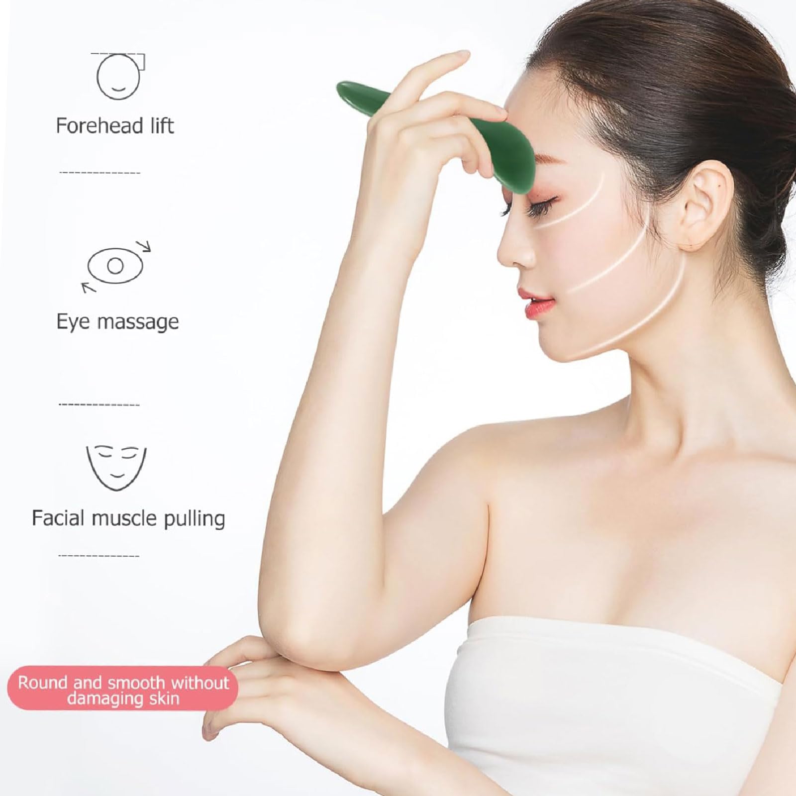Raschiamento del viso Confezione da 4 pezzi di tavola Gua Sha in giada Kit di strumenti per massaggio cinese Gua Sha Tavola Gua Sha portatile per scolpire la mascella Strumento di massaggio