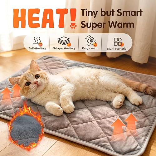 Miniatura 2 de Almohadilla autocalentable para perros y gatos, tapete de cama autocalentable mejorado para gatos, almohadilla térmica de reflexión para perros,