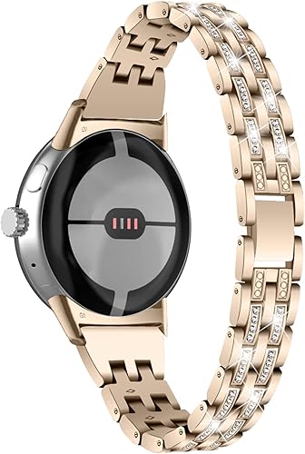 Miniatura 2 de FitTurn Compatible con Google Pixel Watch 4 3 1.614 inWatch 2 1 Correa de metal con diamantes brillantes para mujer, correa de cristal elegante para