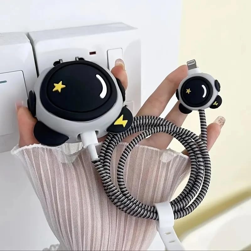 Image of J'TTON Case Cover for 18W /20W iPhone Adapter & USB-C Cable | Cute 3D Cartoon Character (White Astronaut)