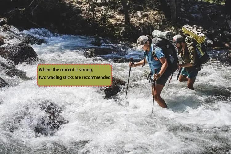 Miniatura 2 de Bastón de vadeo plegable de 55 pulgadas para caminar en el agua, bastón de senderismo de 4 secciones, unisex, ideal para vadeadores y equipo de