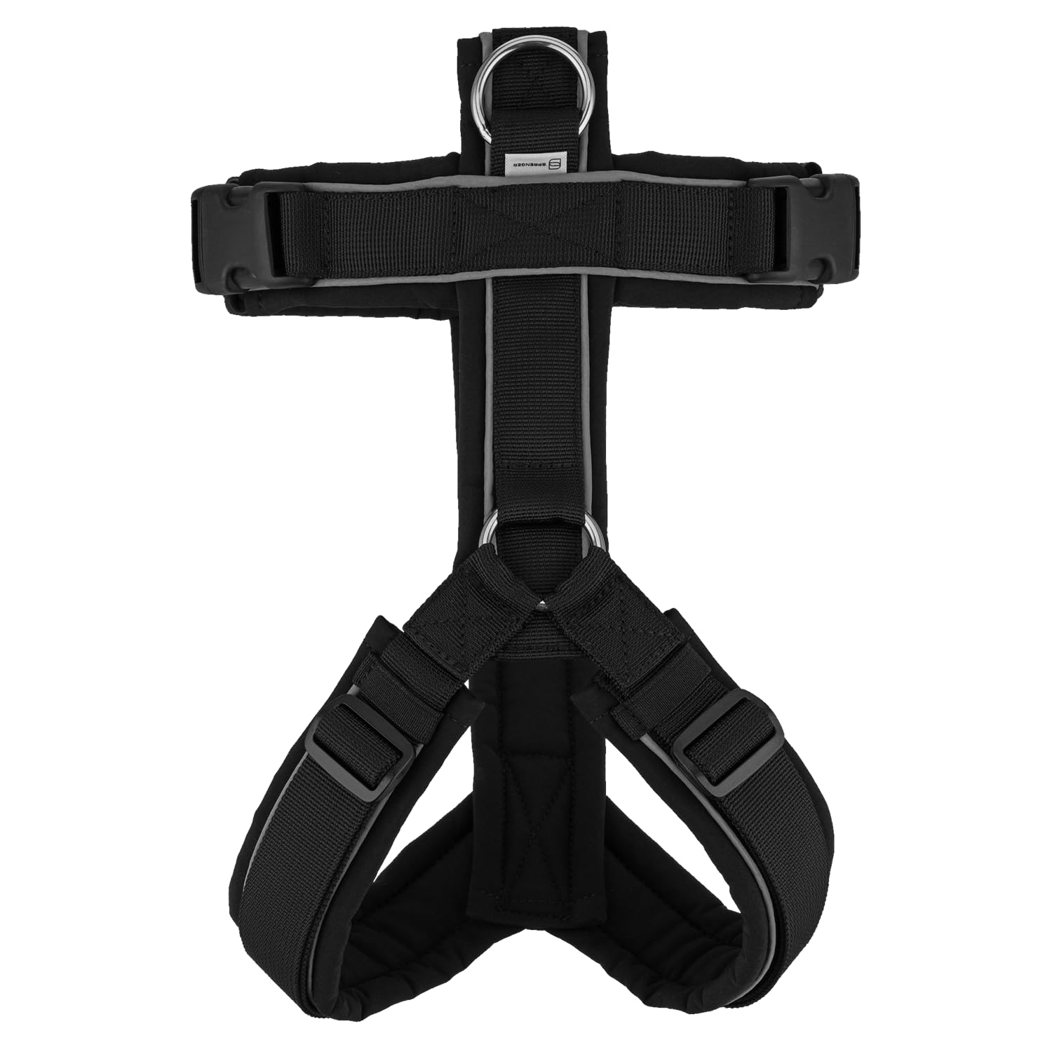 Sprenger Y-Geschirr 2.0 Hundegeschirr, Größe XL – reflektierend, Softshell-gepolstert, stufenlos verstellbar, Schwarz