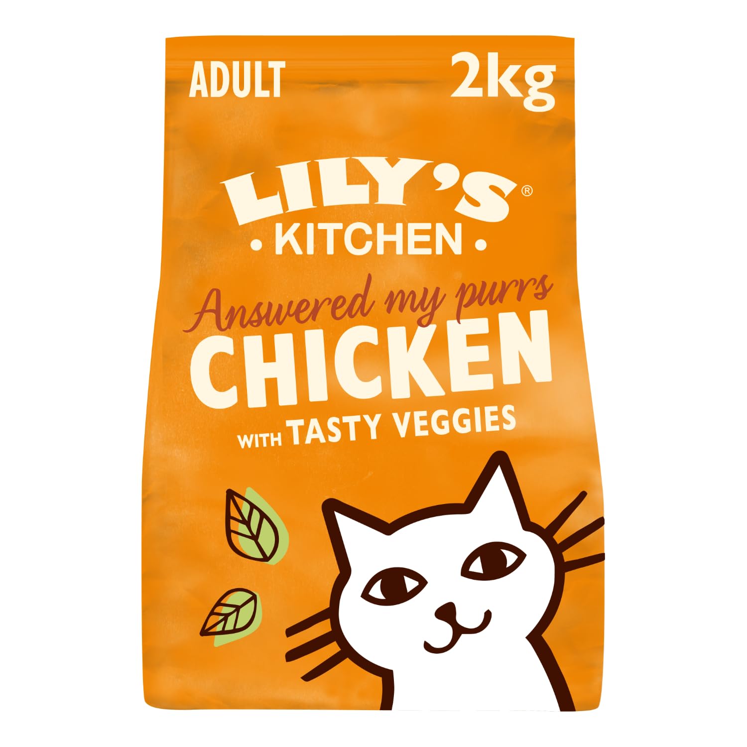 Lily’s Kitchen Fabriqué à partir d’ingrédients naturels Sac d’aliments secs pour chats adultes Sac Poulet aux légumes Recette sans céréales 2 kg