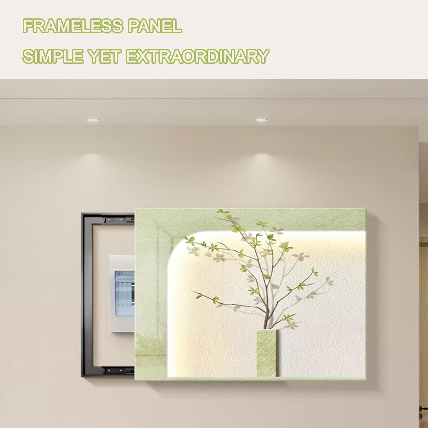 Electric Meter Box Decorative Painting, Breaker Box Decorative Cover, Wall Mounted Hide Electrical Panel Cover Decorative, for Breaker Electrical Panel Fuse Switch(Black 4,70 * 50cm/27.5 * 19.7in)