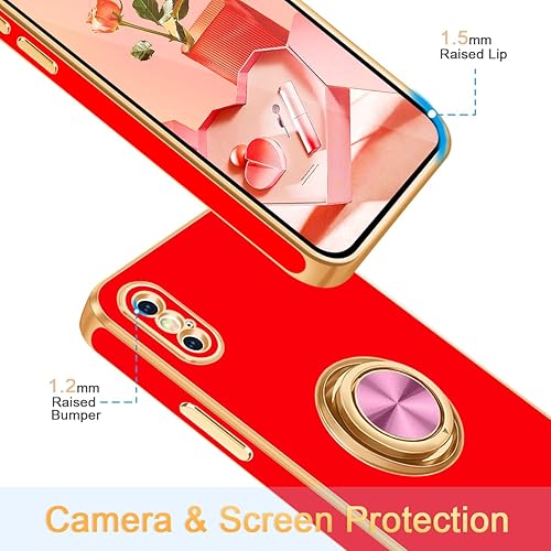 Miniatura 2 de Fingic Funda para iPhone X, iPhone XS con soporte de anillo de 360 soporte magnético para automóvil Soporte magnético para automóvil, soporte