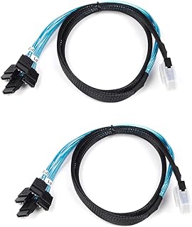 Heretom 2PCS Internal Mini SAS 36pin (SFF-8087) Male to 4X SATA 7pin Female Fan-Out Cable, 1-Meter (3.3feet)