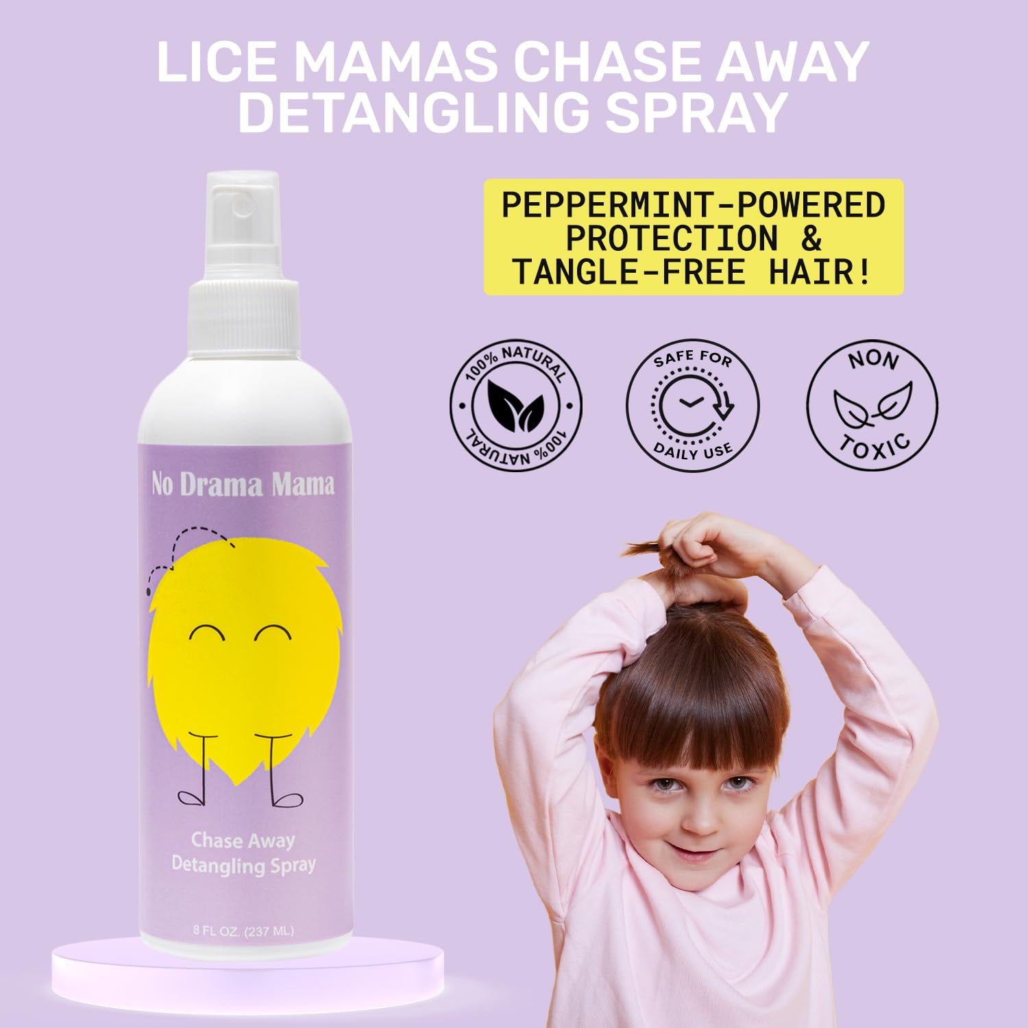 Kids Hair Spray for Everyday Use on All Hair Types - Natural Protection Spray with Peppermint Oil for Whole Family - Keep Hair Soft, Manageable & Shielded with Easy-to-Use Detangling Sprays - Image 2