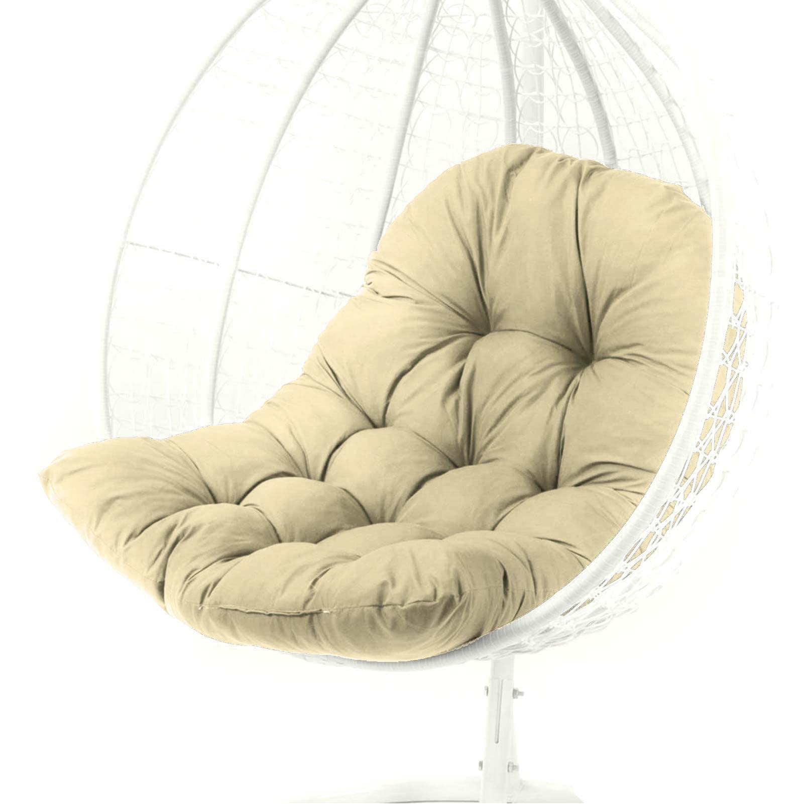 Silla colgante Cush 120 x 80 cm, impermeable y resistente a los rayos UV, cojín redondo para asiento y respaldo para silla de huevo, accesorios de hamaca de poliratán