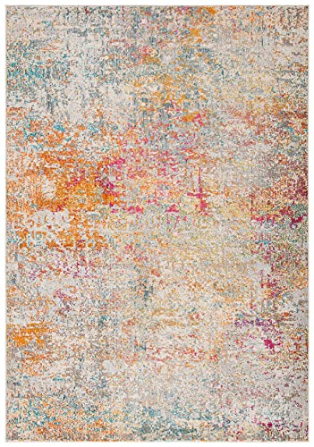 SAFAVIEH Contemporary Rug for Living Room Dining Room, Bedroom - Madison Collection, Short Pile, in Grey and Turquoise, 91 X 152 cm - Image 3