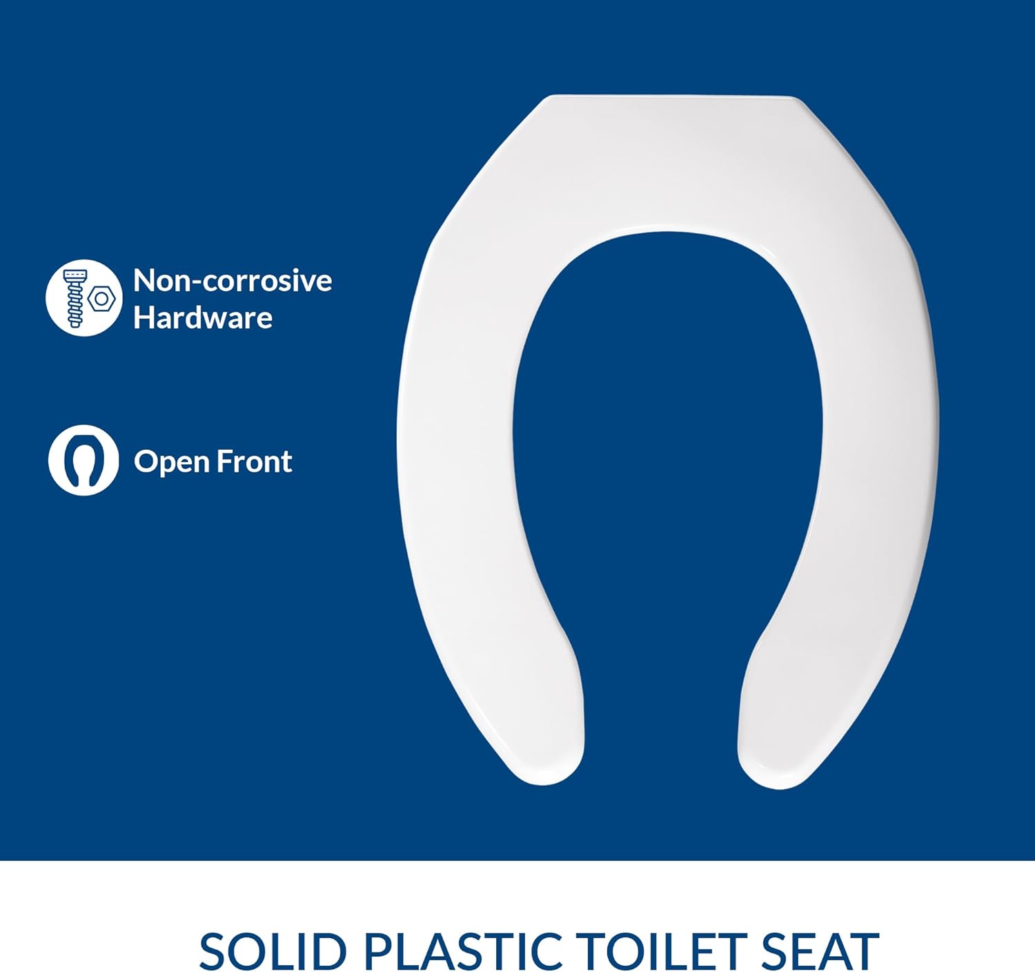 من أعلى إلى أسفل view of the BEMIS 1055 Elongated Open Front Toilet Seat.
