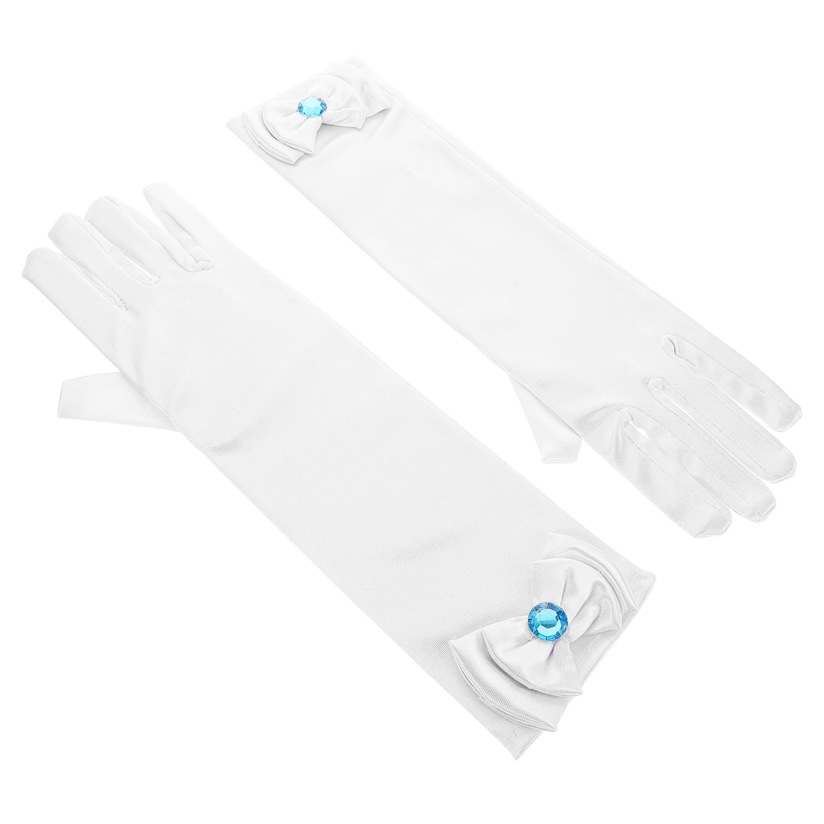 Ipetboom Long Formal Dress Gloves for Kids Princess Dress Accessories Bow Glove for Pageant Wedding Cosplay