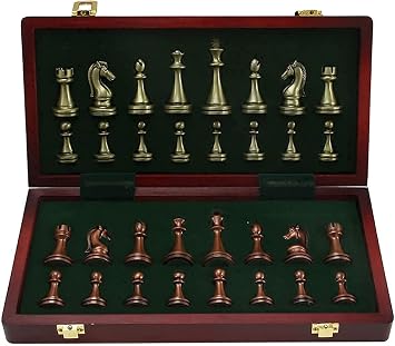 Wooden and Kids Folding Board with Storage Slots Handmade Chess Pieces Portable Travel Sets International Gift Packed Box (Size : 11.6911.69In)
