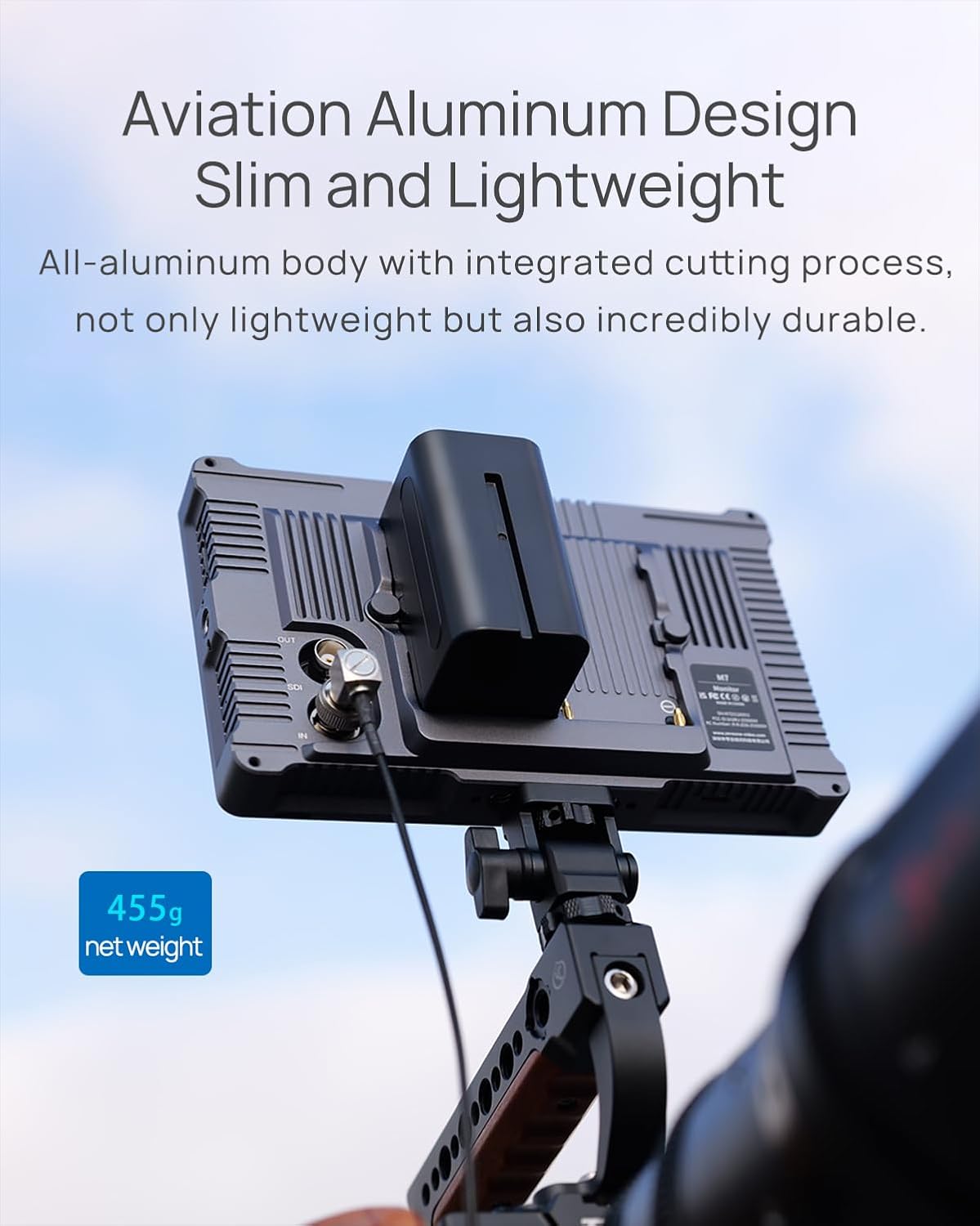 M7 7" 2000nits DCI-P3 IPS Touchscreen On-Camera Field Monitor 4k HDR HDMI SDI Aluminum Shell with 3D LUT, False Color, Waveform, Focus Peaking (Exclude Battery)