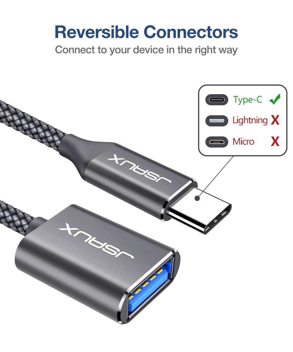 JSAUX Adattatore da USB C a USB 3.0 Cavo OTG USB di Tipo C Maschio a USB Femmina Compatibile con iPhone 16 Pro Max, iPad Pro, MacBook Pro, Galaxy S24 Ultra, Huawei