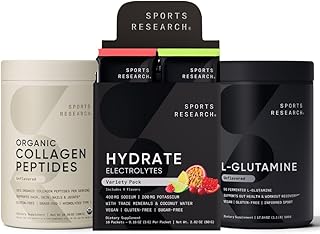 Sports Research Organic Collagen Peptides Hydrolyzed Type I & III, Hydrate Electrolytes Variety Powder Packets and Workout...