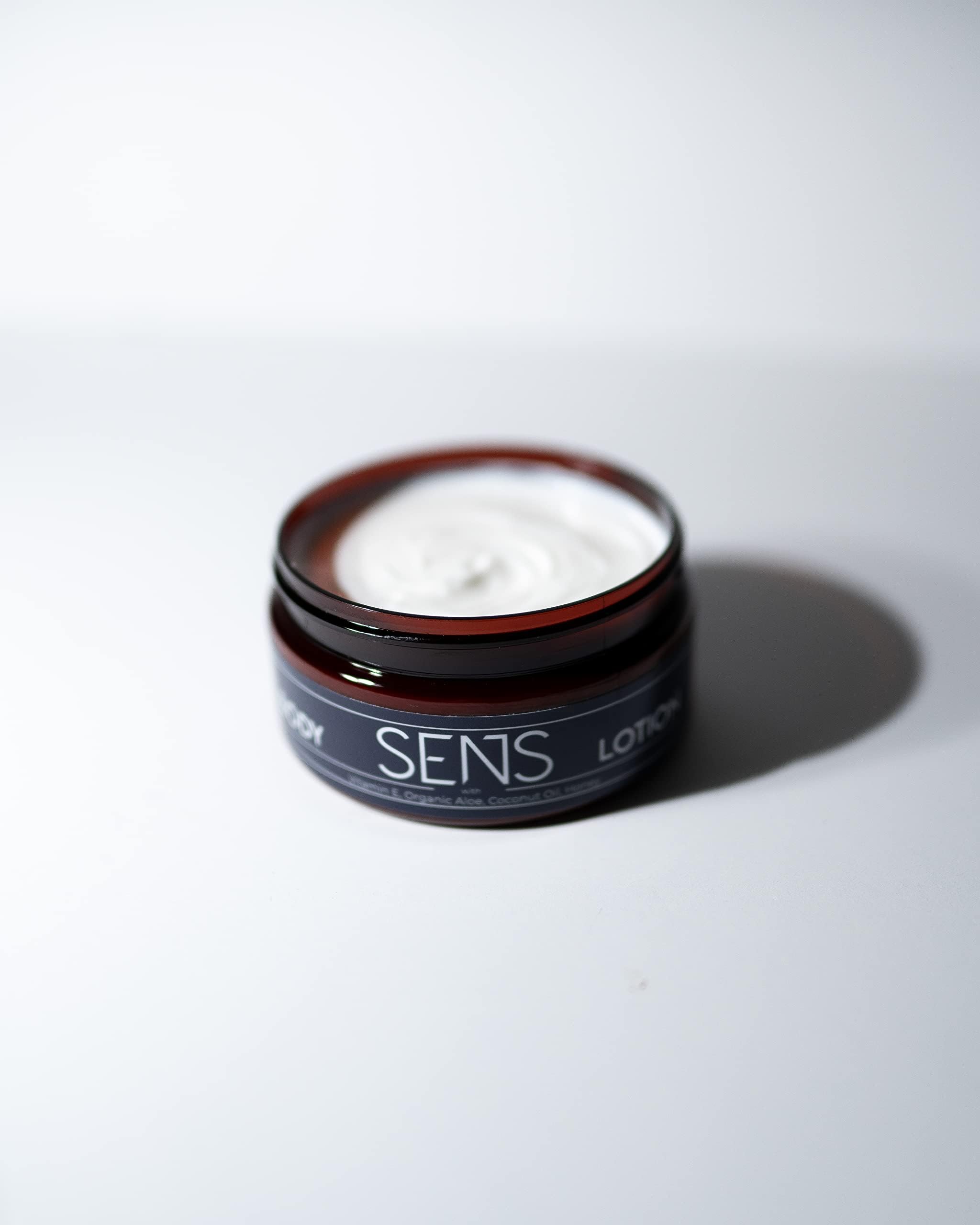 SENSMens Body Lotion - Mens Lotion For Dry Skin - Organic Body Lotion - Natural Body Lotion Ingredients - Organic Aloe, Coconut Oil, Almond Oil - Moisturize and Hydrating Skin Body Cream - 8 Ounce
