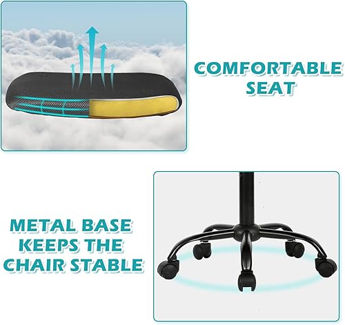Miniatura 8 de Sillas de Oficina en Casa Sillas de Escritorio Pequeñas Ergonómicas Sin Brazos para Computadora Sillas Cómodas con Ruedas Silla de Tarea Silla de