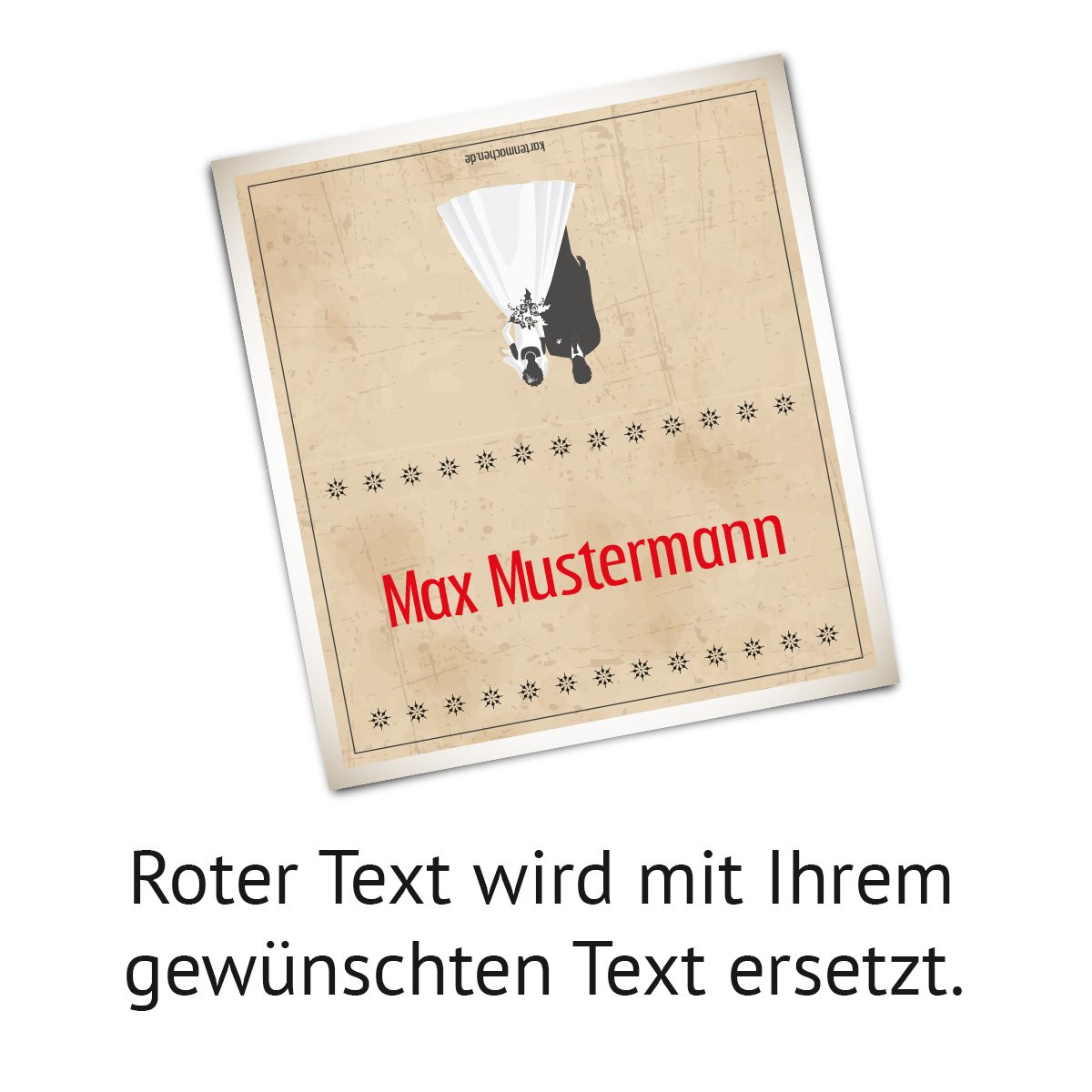 Tischkarten Hochzeit (50 Stück) - Vintage Brautpaar - Platzkarten in Weiß