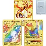 Charizard Vmax Metal Gold Plated Card, Charizard Vmax DX GX Metal Gold Plated Collection Cards, The Best Gift for Collectors + Card Box (C-1)