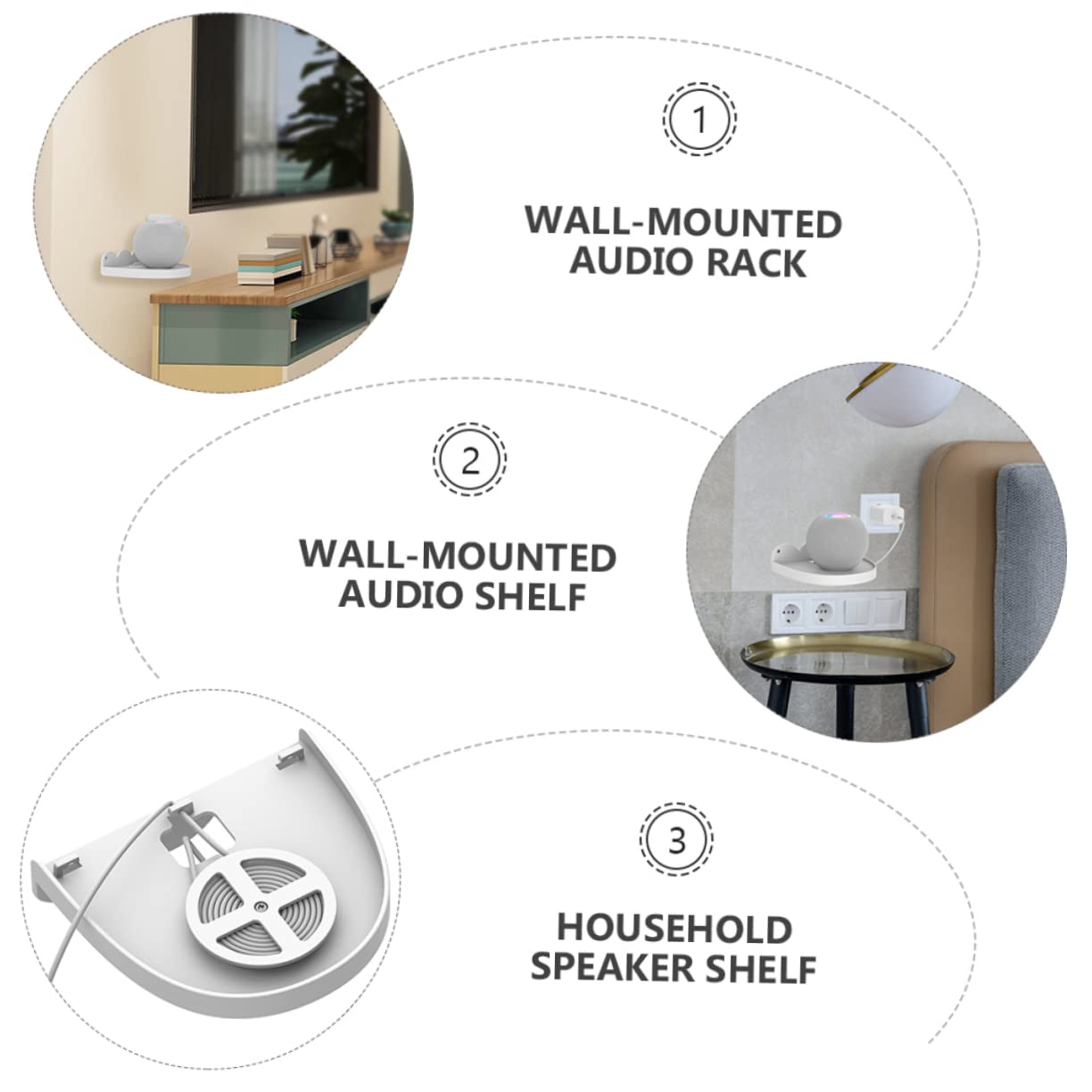 Angoily 3 Piezas Soporte de Audio estantes para Rack de Audio montados en la Pared Estante de Audio Multifuncional Organizador Familiar Home Organizer Altavoces Soportes para estantes AbS