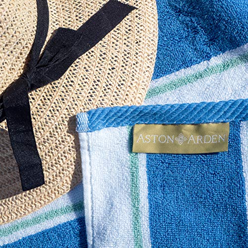 Arkwright Llc Aston & Arden Oversized Beach Towel - 100% Ring Spun Cotton, 600 Gsm Soft Quick Dry Bath Towels Perfect For Hotel Pool And Bathroom Tub, 35 X 70, Blue/Green #TOP3