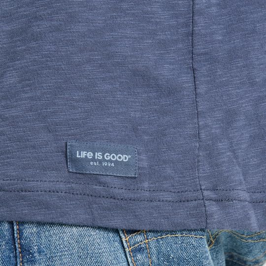 Life is Good. Men's Landscape Mountain Hooded Slub Tee, Darkest Blue, Large3