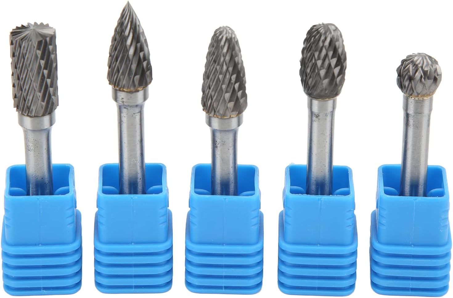 5pcs 6x10mm Tungsten Carbide Double Cut Burr File Set for Machinery Aviation Automobile Ship Chemical Craft Carving Durable High Quality Material (ADEFG)