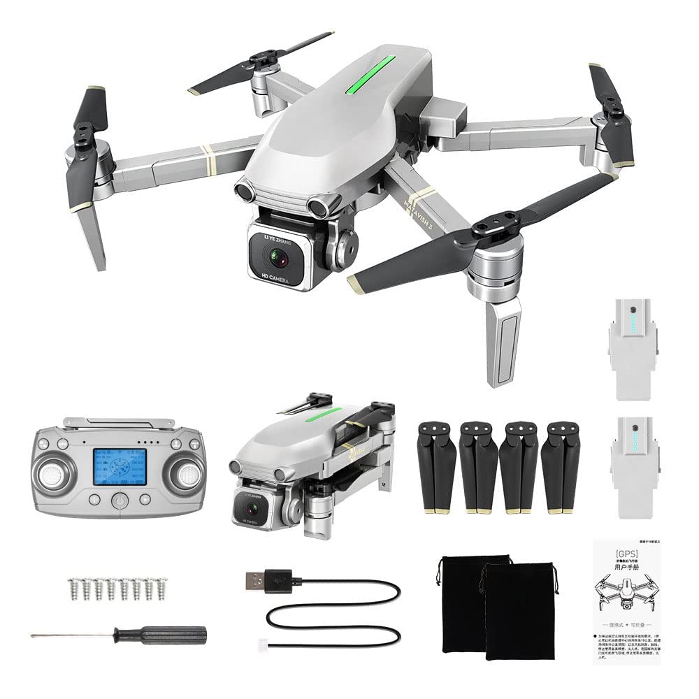 Drone With Camera 4K HD FPV Live Video 2 Batteries, RC Quadcopter Helicopter For Kids And Adults, Altitude Hold, Headless Mode, Waypoints Functions,One Key Start